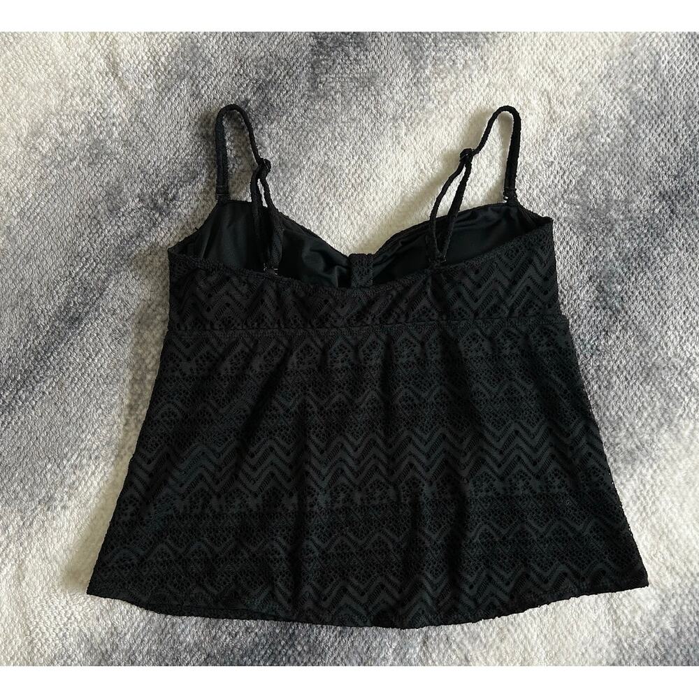 Catalina Missy Solid Black Crochet Bandini Swimsuit Top Size XL 16 - 18 - Picture 3 of 8
